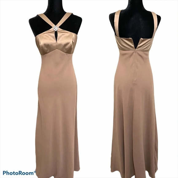 NWT David’s Bridals Tan/ Latte Gown Braids-maid - Picture 3 of 11